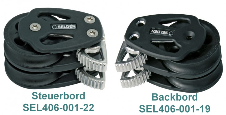 Seldén Gleitlagerblock PBB60 Liegeblock, 2 Rollen, mit Schnellverschluss