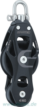 Harken 60 mm Element Violinblock mit Wirbel und Hundsgfott