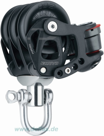 Harken 60 mm Element Dreifach-Block mit Wirbel und 150 Cam-Matic Klemme