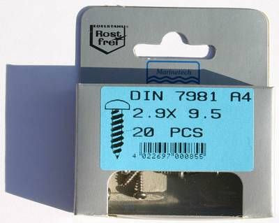 Blisterpack Linsenkopfblechschraube 2,9 mm