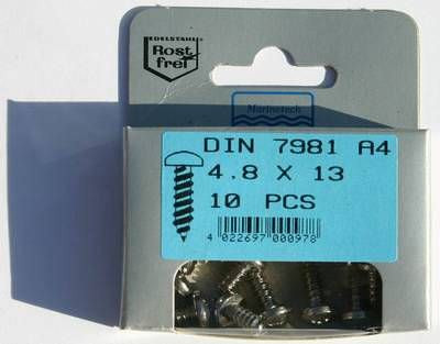 Blisterpack Linsenkopfblechschraube 4,8 mm