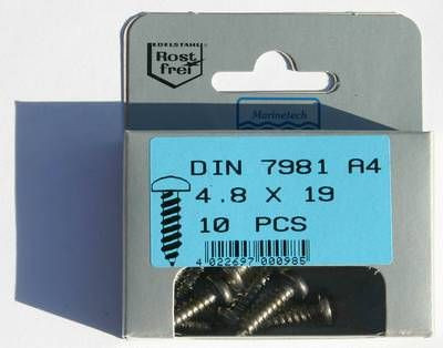 Blisterpack Linsenkopfblechschraube 4,8 x 19mm