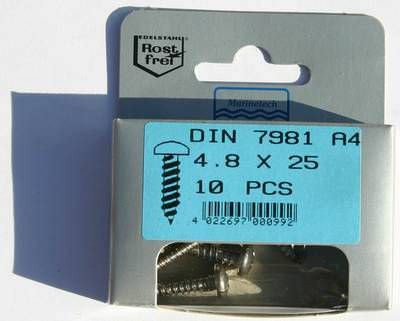 Blisterpack Linsenkopfblechschraube 4,8 x 25 mm