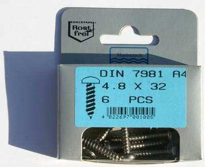 Blisterpack Linsenkopfblechschraube 4,8 x 32 mm