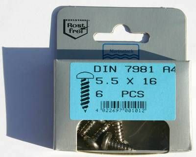 Blisterpack Linsenkopfblechschraube 5,5 mm