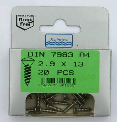 Blisterpack Linsensenkkopfblechschraube 2,9 x 13 mm