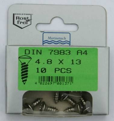 Blisterpack Linsensenkkopfblechschraube 4,8 mm