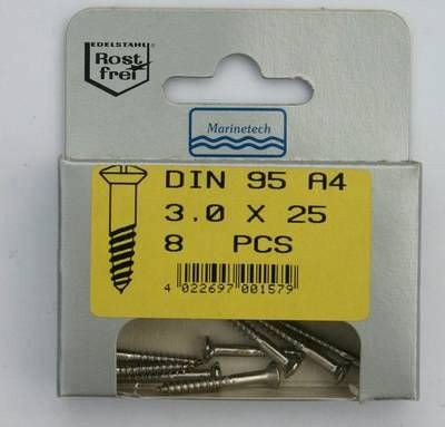 Blisterpack Linsensenkkopfholzschraube 3,0 x 25mm