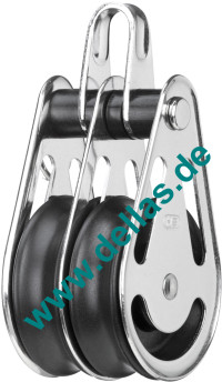 Block mit demontierbarem Bügel, 2 Rollen,  Gleitlager