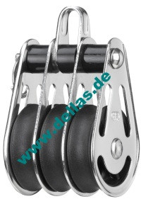 Block, 3 Rollen,  Bügel, 10 mm Gleitlager