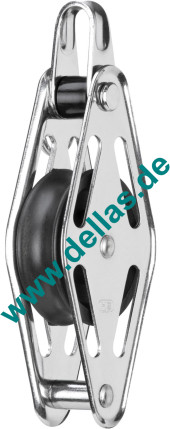 Block mit demontierbarem Bügel, 1 Rolle, Hundsfott,  Gleitlager