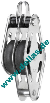 Block, 2 Rollen,  Bügel, Hundsfott, 10 mm Gleitlager