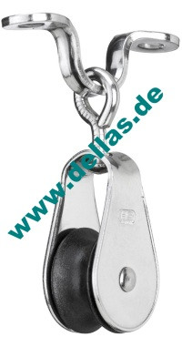 Block, 1 Rolle mit Drahtwirbel und Fenderöse