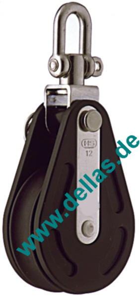 Block 12 mm 1 Rolle mit Wirbel Gleitlager