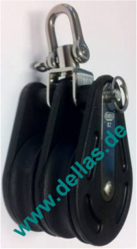 Block 12 mm 2 Rollen mit Wirbel Gleitlager