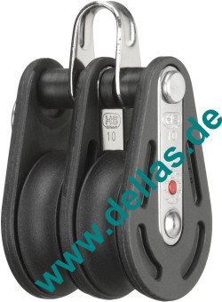 Doppelblock, 10 mm, 2 Rollen, Bügel, kugelgelagert