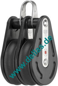 Doppelblock, 12 mm, 2 Rollen, Bügel, kugelgelagert