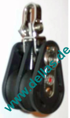 Block, 10 mm, 2 Rollen, Wirbel, kugelgelagert