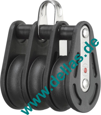 Block, 10 mm, 3 Rollen, Bügel, kugelgelagert