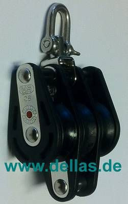 Block, 8 mm, 3 Rollen, Hundsfott, Wirbel, kugelgelagert