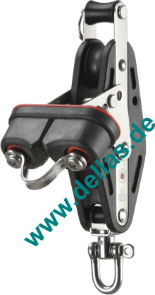 Großschotblock, 10mm, 2 Rollen, Klemme, Hundsfott, Wirbel