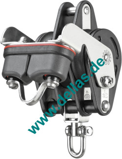 Dreifachblock, 12mm, 3 Rollen, Klemme, Hundsfott u. Wirbel, kugelgelagert