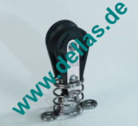 Block, 8 mm, 1 Rolle, Feder u. Fenderöse, kugelgelagert