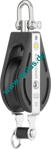 Block, 1 Rolle, Wirbel, Hundfott, 12 mm S-Block-Serie HS SPRENGER