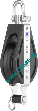 Block, 1 Rolle, Wirbel, Hundsfott, 12 mm S-Block-Serie HS SPRENGER