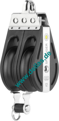 Block, 2 Rollen, fester Bügel, Hundsfott, 12 mm S-Block-Serie HS SPRENGER