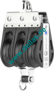 Block, 3 Rollen 10 mm, Bügel, Hundsfott,  S-Block Serie HS SPRENGER