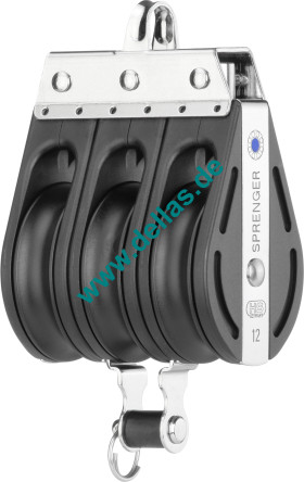 Block, 3 Rollen, fester Bügel, Hundsfott, 12 mm S-Block-Serie HS SPRENGER