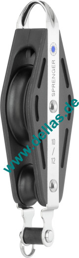 Violinblock, 2 Rollen, fester Bügel, Hundsfott, 12 mm S-Block-Serie HS SPRENGER