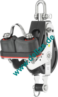 Großschotblock, 1 Rolle, Wirbel, Hundsfott, Schotklemme, 12 mm S-Block-Serie HS SPRENGER