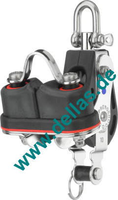 Großschotblock, 1 Rolle 10 mm, Hundsfott, Schotklemme und Wirbel  S-Block Serie HS SPRENGER