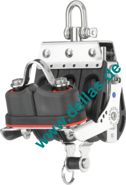 Großschotblock, 3 Rollen 10 mm, Hundsfott, Schotklemme und Wirbel  S-Block Serie HS SPRENGER