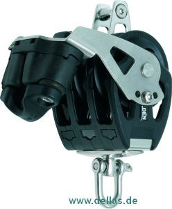 Seldén Gleitlagerblock PBB50 Block dreischeibig mit Wirbel, Hundsfott und Klemme