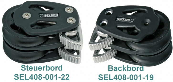 Seldén Gleitlagerblock PBB80 Liegeblock, 2 Rollen, mit Schnellverschluss