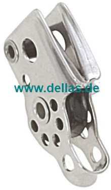 Einzelblock m. Hundsfott + Klemme 5mm Schot 17mm Scheibe