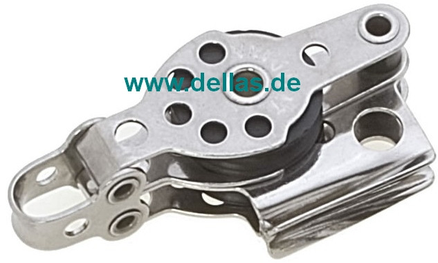 Doppelblock mit Hundsfott + Klemme 6mm Schot 25mm Scheibe