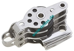 Dreifachblock mit Hundsfott + Klemme 6mm Schot 25mm Scheibe