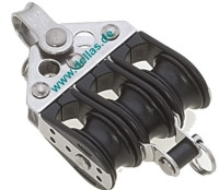 Dreifachblock mit Hundsfott 6mm Schot 22mm Scheibe, Kugellager