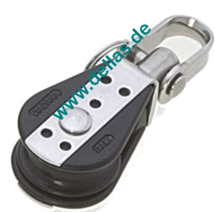 Einzelblock mit Wirbel 6mm Schot 22mm Scheibe, Gleitlager