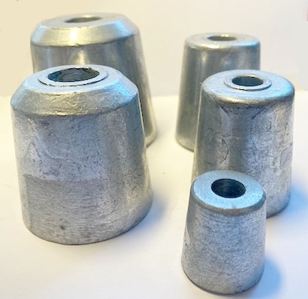 Wellenendanode aus Zink, rund mit runder Aufnahme