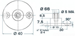 Basis mit Splint für Gasdruckfeder