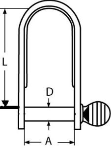 Flachschäkel Niro, lange Form 36 mm