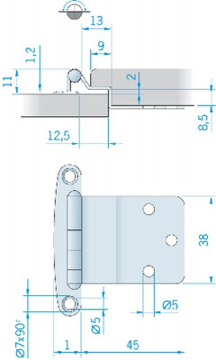 Scharnier Rostfrei 57 X 38 mm
