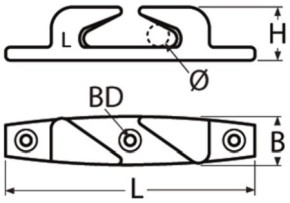 Lippklampen - Edelstahllippen 115 mm / Links