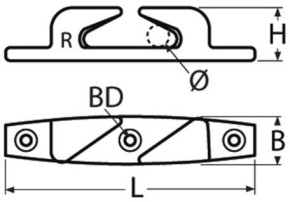 Lippklampen - Edelstahllippen 115 mm / Rechts