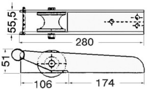 Bugrolle, rostfreier Edelstahl 280 x 55 mm